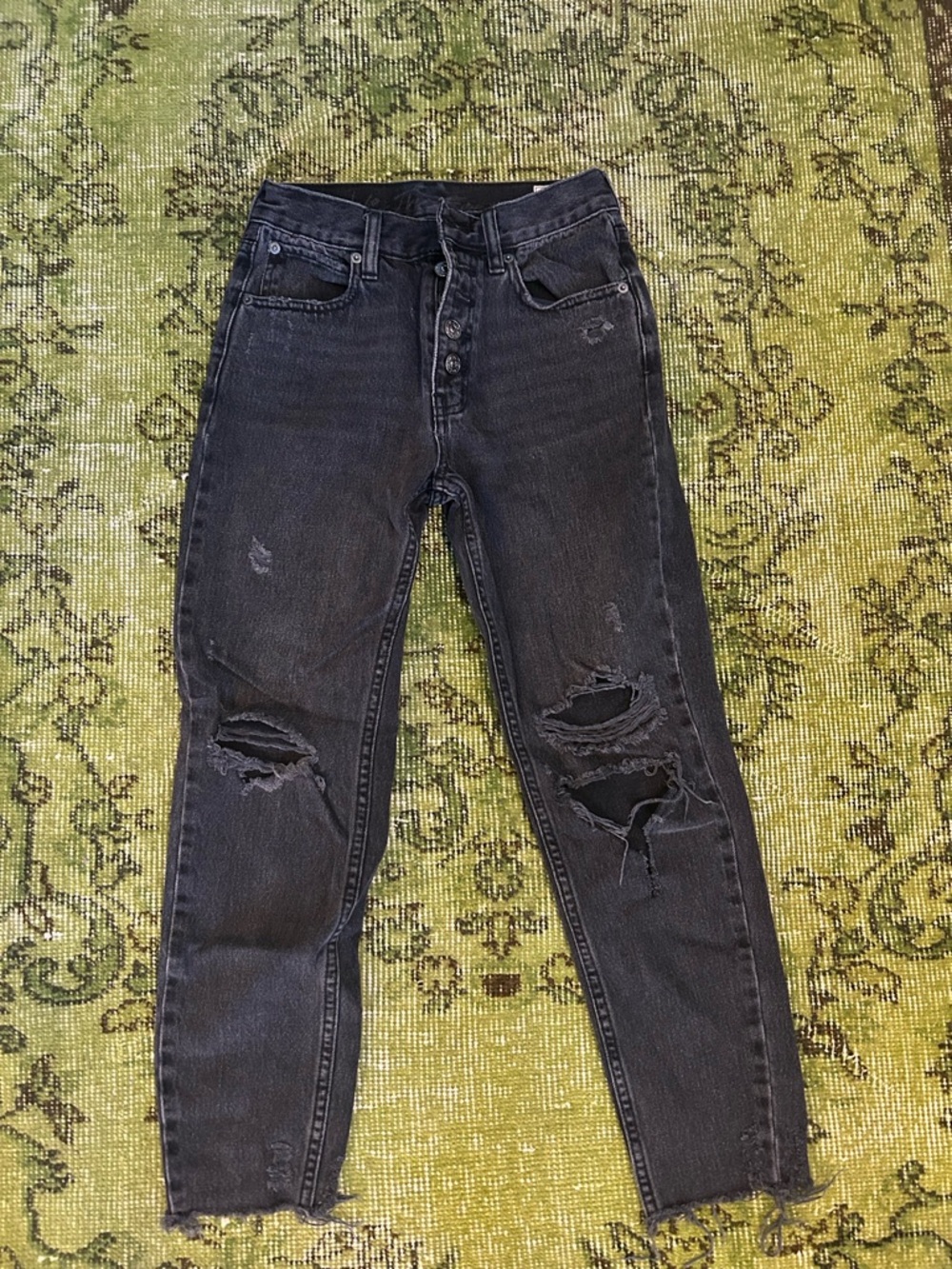 We The Free Washed Black High-Rise Distressed Jeans